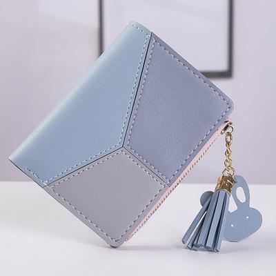 Women Short Wallet Leather Small Wallets Zipper Purse Patchwork Fashion Panelled Wallets Trendy Coin Purse Card Holder