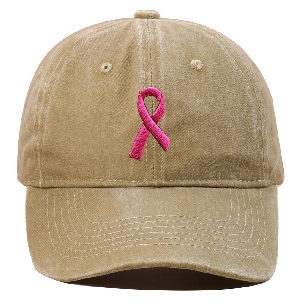 Breast Ribbon Embroidered Duckbill Cap for Sports & Sun Protection
