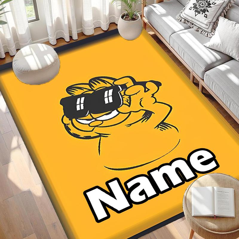 Custom Name Personalized Garfield Print Carpet, Versatile Home Decor Rug, for Playroom, Apartment, Balcony, Entryway, Hallway Gift