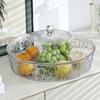 New Round Fruit Plate with Lid Transparent Fruit Tray Stone Grain Fruit Tray Desktop Sundries Storage Box Fruit Bowl