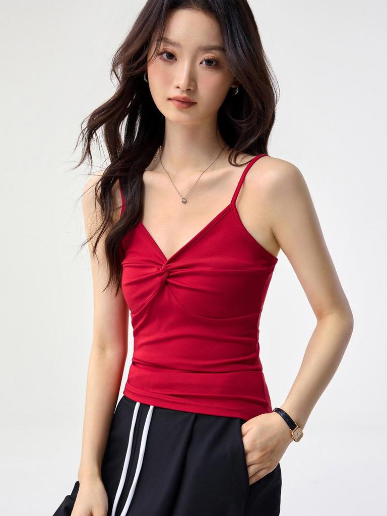 Damen Sommer Tencel Lyocell V-Ausschnitt Camisole - 260g Ärmelloses Rückenfreies Oberteil im Sanften Stil