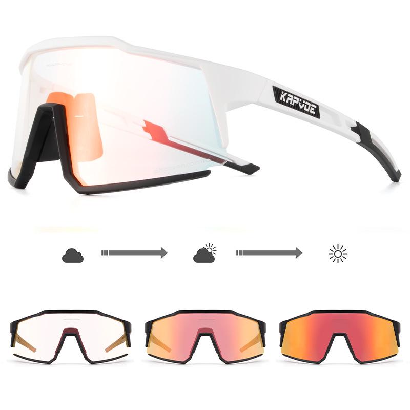 Kapvoe Unisex Color-Changing Cycling Sunglasses – Red-Blue Coated for Mountain & Road Biking