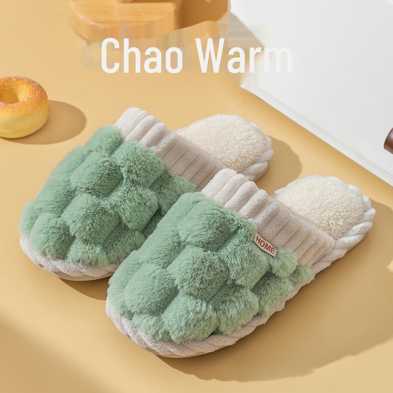 Cotton Plush Slippers for Men & Women: Non-Slip, Warm, Indoor Use - Ideal for Spring, Autumn & Winter