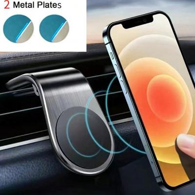 Universelle L-förmige magnetische Handyhalterung - Starker Halt, Einstellbarer Winkel, Lüftungsschlitzhalterung, Kompaktes Design - Perfekte Handyhalterung fürs Auto zum Fahren