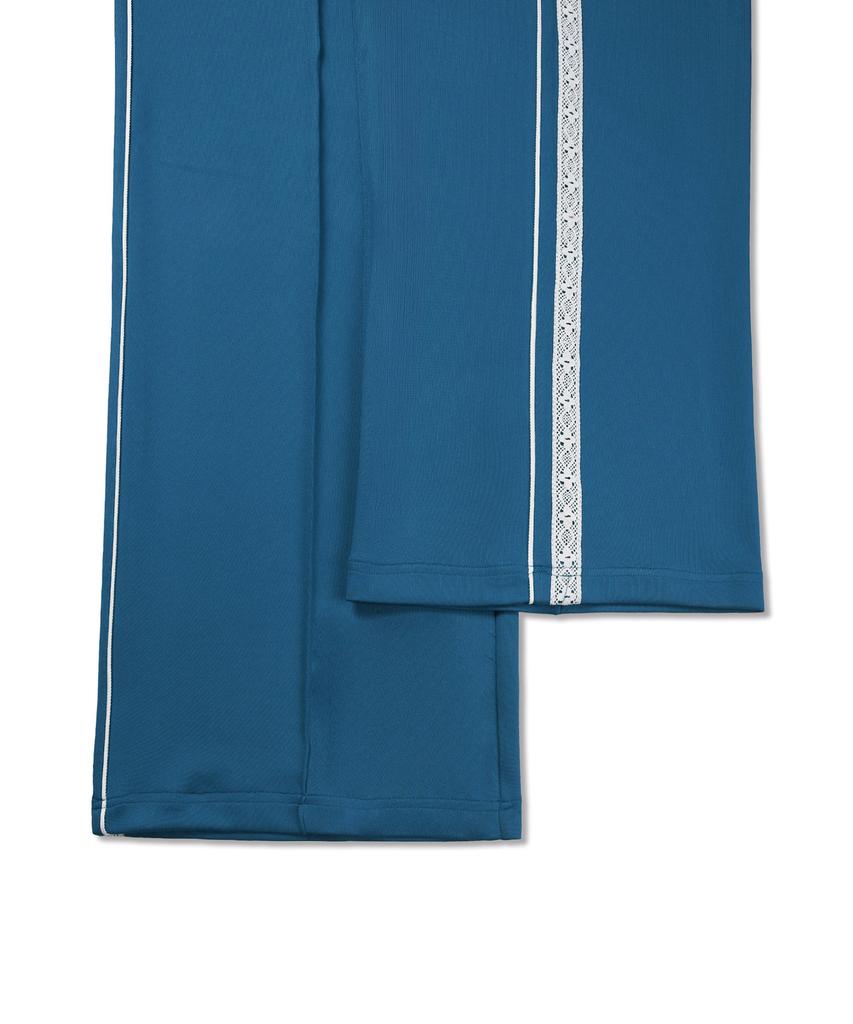 Michikoleondeonkosino Lace-Trimmed Jersey Pants Deep Teal-Blue
