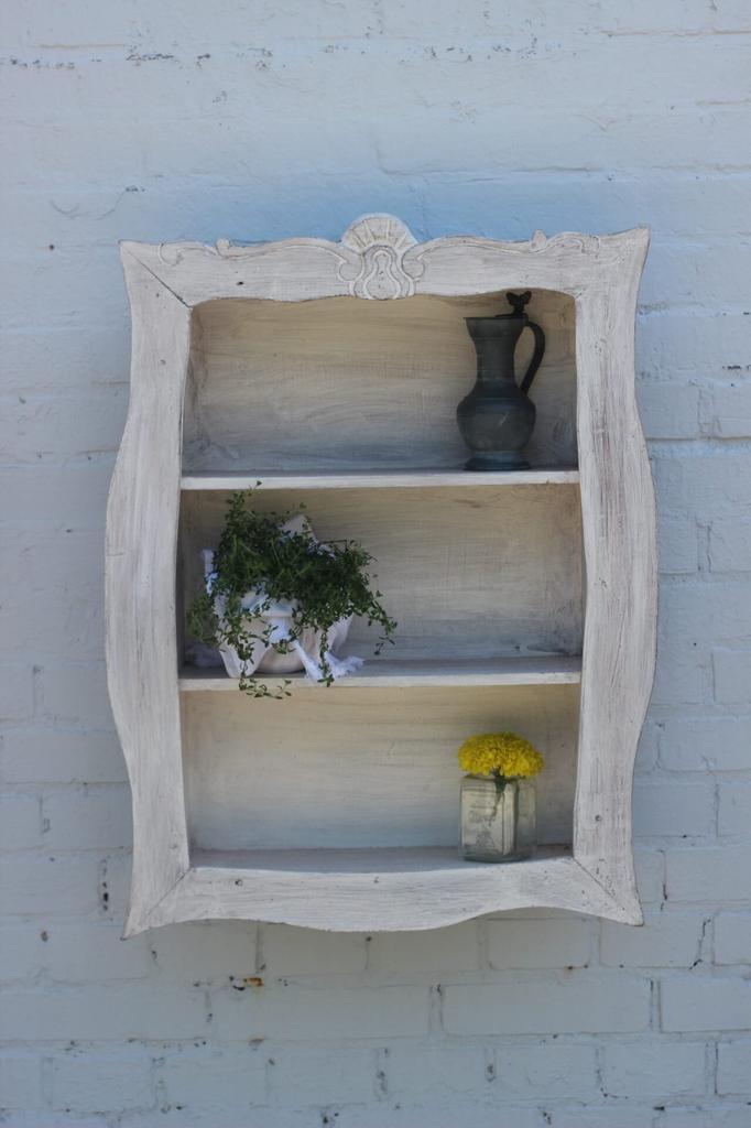 Wooden Shelf Cabinet Bleached In Rustic Style