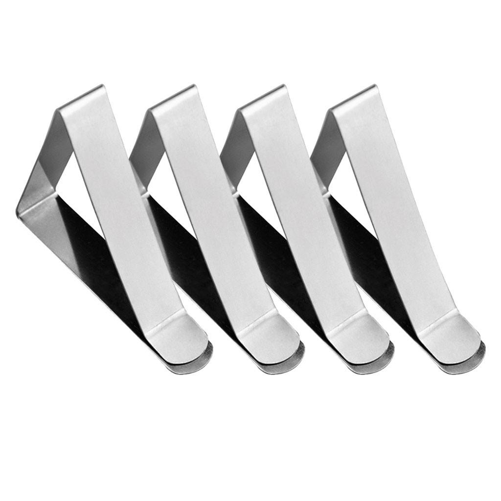 Stainless Steel Tablecloth Clips 4 Pack Triangle Windproof Table Cloth Holder Clips Durable Metal Table Cover Fasteners for Outdoor Indoor Use