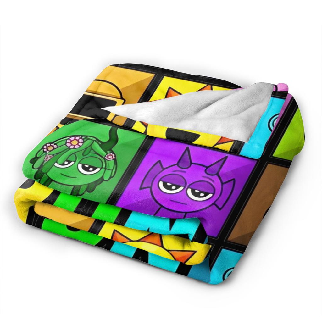 Sprunki Characters Game Blankets  Flannel Funny Breathable Throw Blanket for Home All Season
