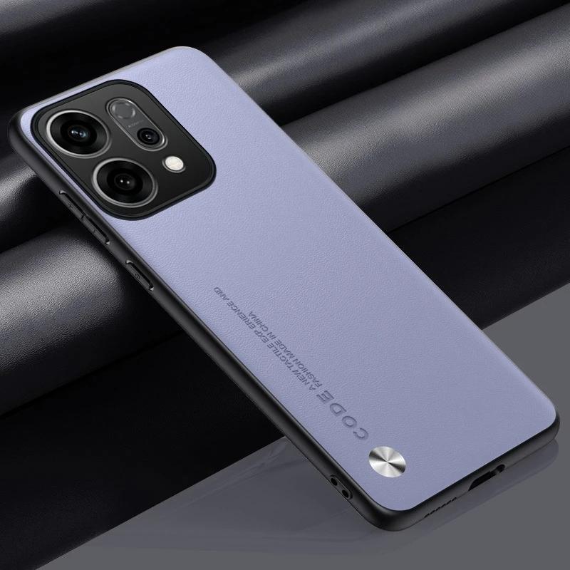 For Reno 14 Pro 5G Reno14 Plain PU Leather Phone Case For OPPO Reno 14Pro Matte Cover Silicone Shockproof Soft Edge Back Cover