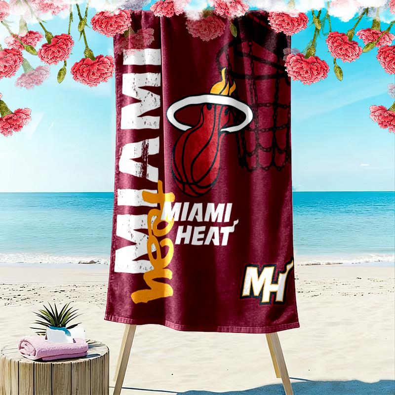 Miami Heat Print Beach Towel, Large Soft Quick Dry Towel for Beach Camping Swimming