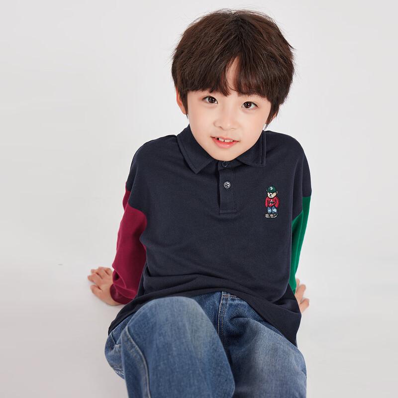 Boys  Vibrant Color Block Long Sleeve Polo T-Shirt 120