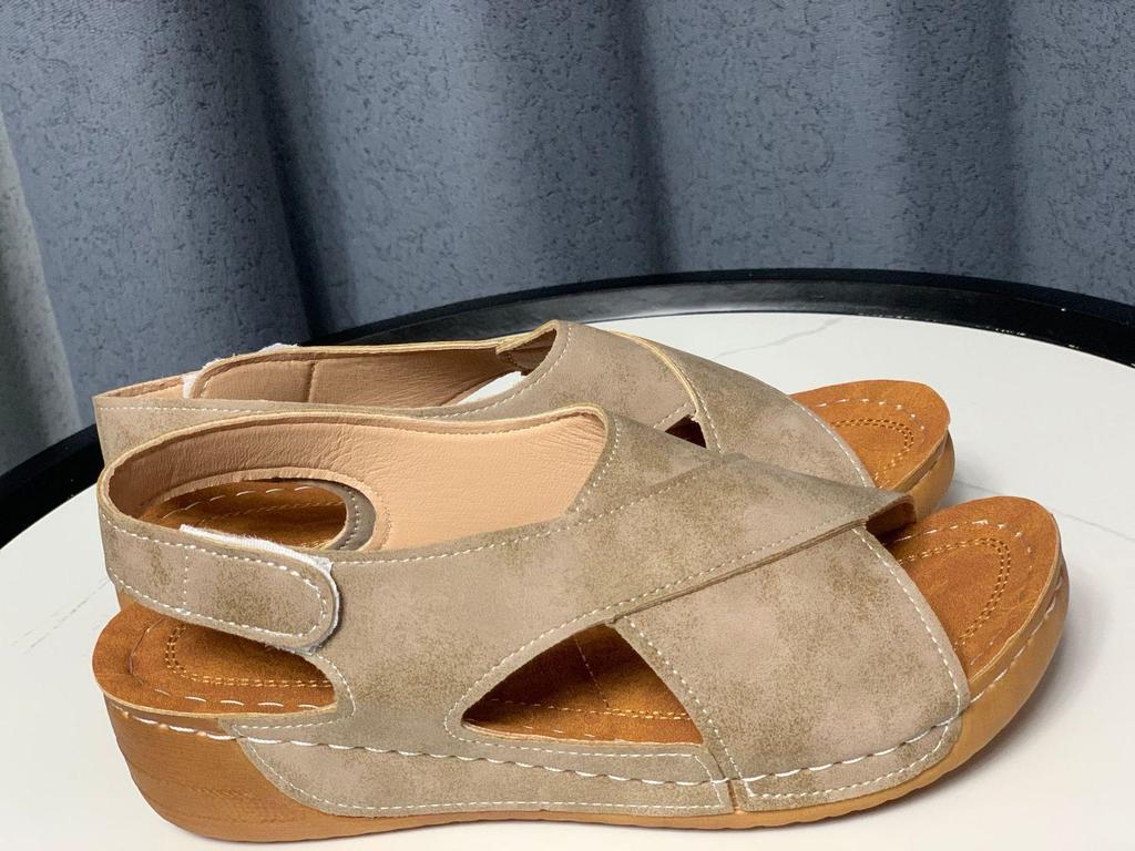 Women's Summer Cross-Border Platform Sandals - Plus Size, Open Toe, Thick Sole, Magic Tape Closure, European & American Style (Size 43)