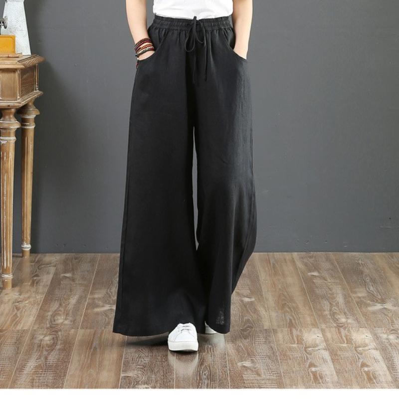 Sixteen-color Spring and Summer Cotton and Linen Women's Loose Large Size Wide-leg Pants, High-waist Mopping Pants, Straight-leg Pants