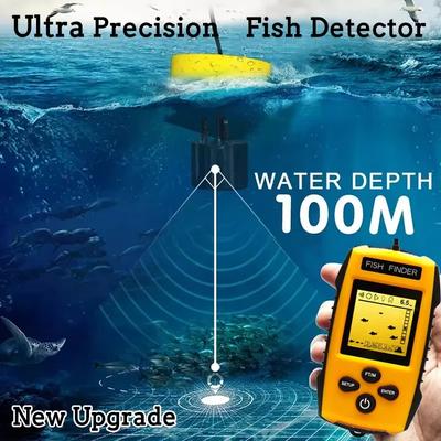 Nuovo Aggiornamento Ecoscandaglio Portatile Rilevatore di Pesci per Pesca da Ghiaccio Kayak Riva Barca Dispositivo Rilevatore di Pesci Sensore Sonar Trasduttore e Display LCD