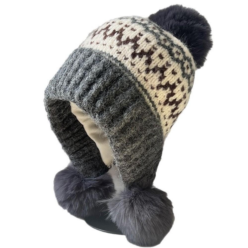 Thickened Bonnet Caps Warm Winter Hat with Pompon Fashion Women's Beanies Autumn Winter