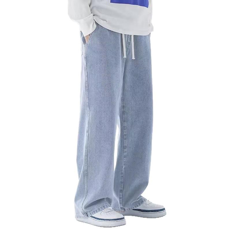 Southeast Asia Men's Plus Size Elastic Waist Wide-Leg Jeans