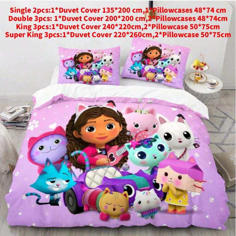 

Doll House Gabbys 3d Printed Duvet Pillowcase Bedding Set Twin Bedroom Kids Single(135x200cm)