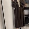 Over-the-Knee Long Length Lazy Style Knitted Cardigan for Autumn Winter Loose Thickened High-End Knitted Outer Wear