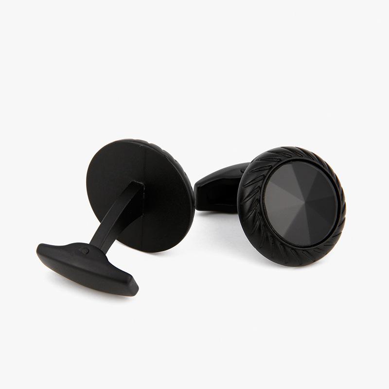 Men's High-Quality Black Square Cufflinks with Drip Oil Finish