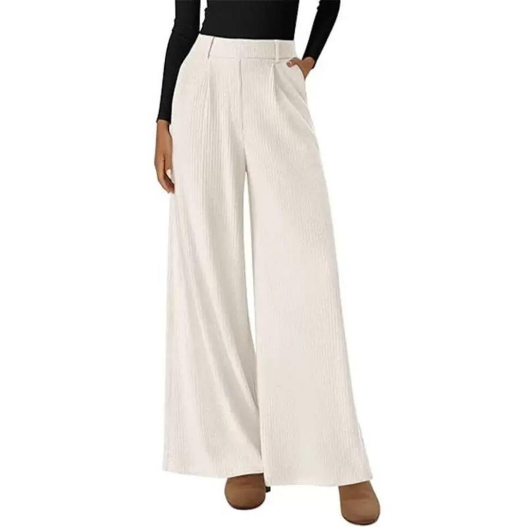 New Women's Casual Solid Color Wide Leg Straight Trousers, Comfortable Draping Pants For Autumn Winter