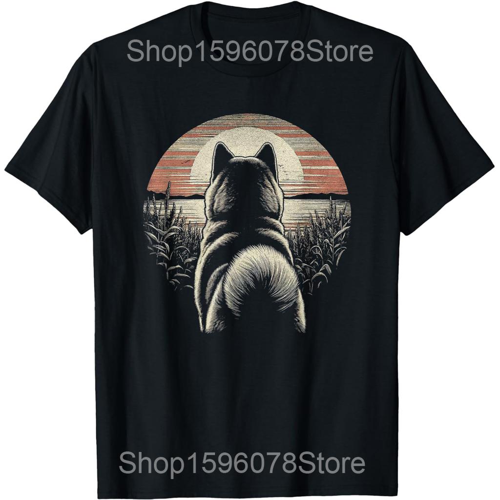 Santa Xmas Lights Dog Lover Akita Dog Christmas T Shirts Cotton Humor Streetwear Tee Shirt Short Sleeve Unisex Loose Clothing