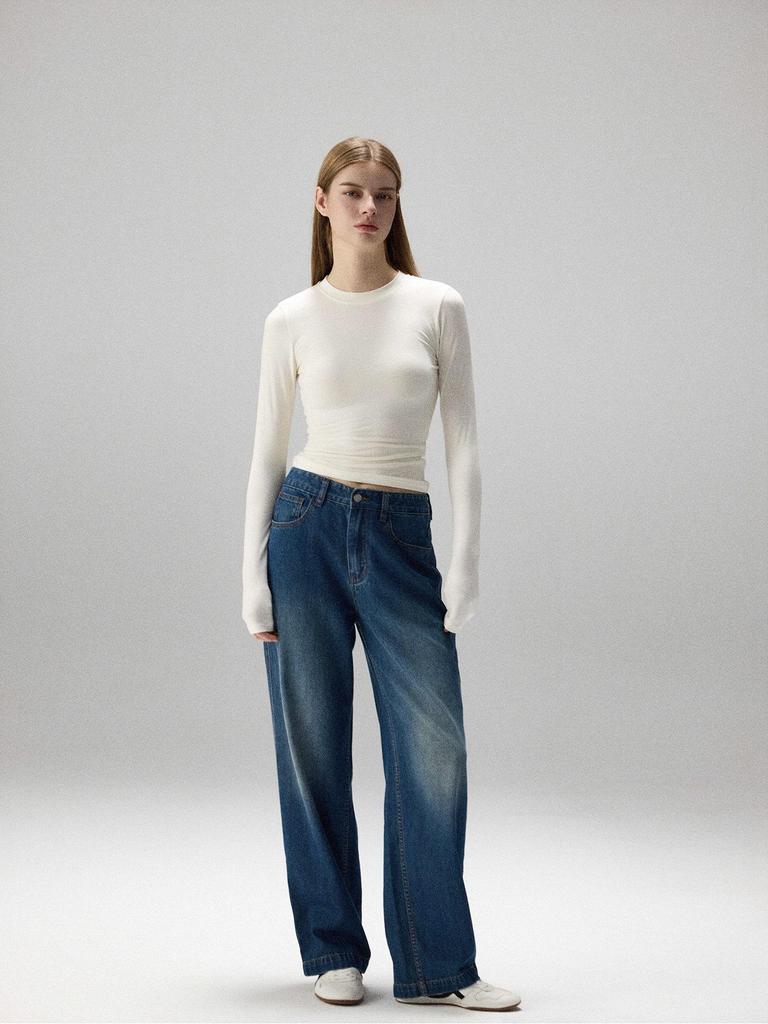 2025 Spring/Autumn Slim-fit Long-sleeve Elastic Base Layer T-shirt