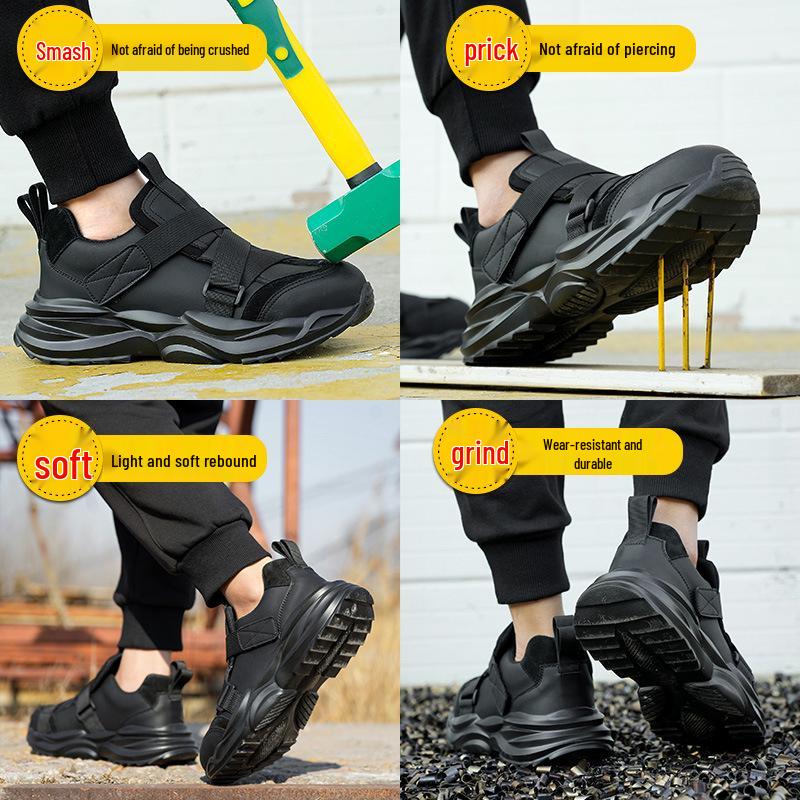 Men's Steel Toe Safety Shoes - Anti-Smash, Anti-Puncture, Velcro Closure, Soft Sole, Comfortable for Long Standing