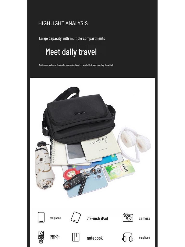 Men's Lightweight Crossbody Bag: Casual, Simple, Large Capacity, Multi-Compartment, Trendy Shoulder Bag.