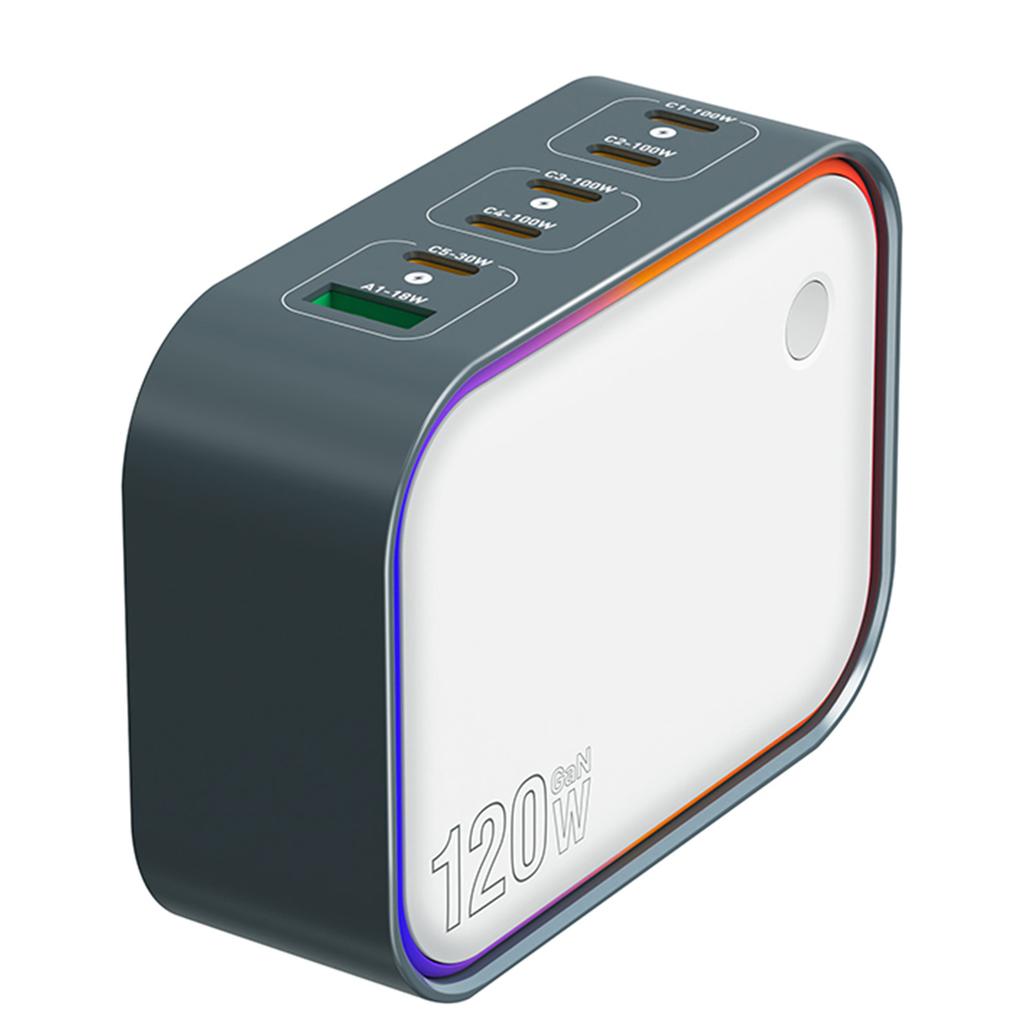 120W Ga N Charger 6 Ports Multi functional Charging Station Hub Portable for Business Travel EU Plug