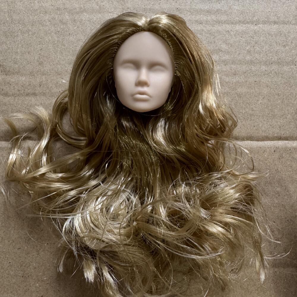 Vintage 1/6 Blank Face Doll Heads With Hair Fashion Doll Head Make Up Practice DIY Toy Parts Girls Birthday Gifts