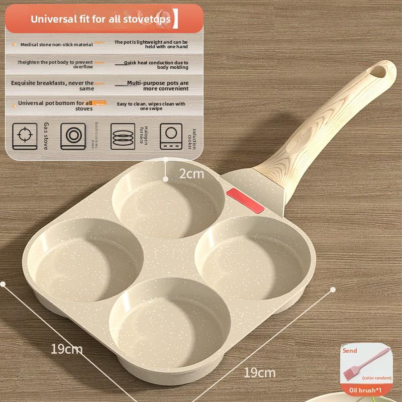 Frying Pan Household Mini Four-Hole Maifanshi Fried Egg Artifact Breakfast Fried Egg Pot Small Egg Burger Pot