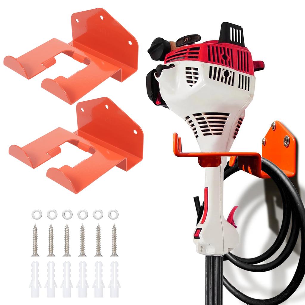 2PCS Weed Eater Hanger, Heavy Duty Wall Mounted Hanging Shelf for Grass Trimmer, Garden Tools