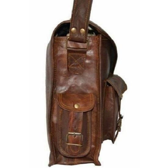 New Men's Genuine Vintage Brown Leather Messenger Shoulder Laptop Bag Briefcase.