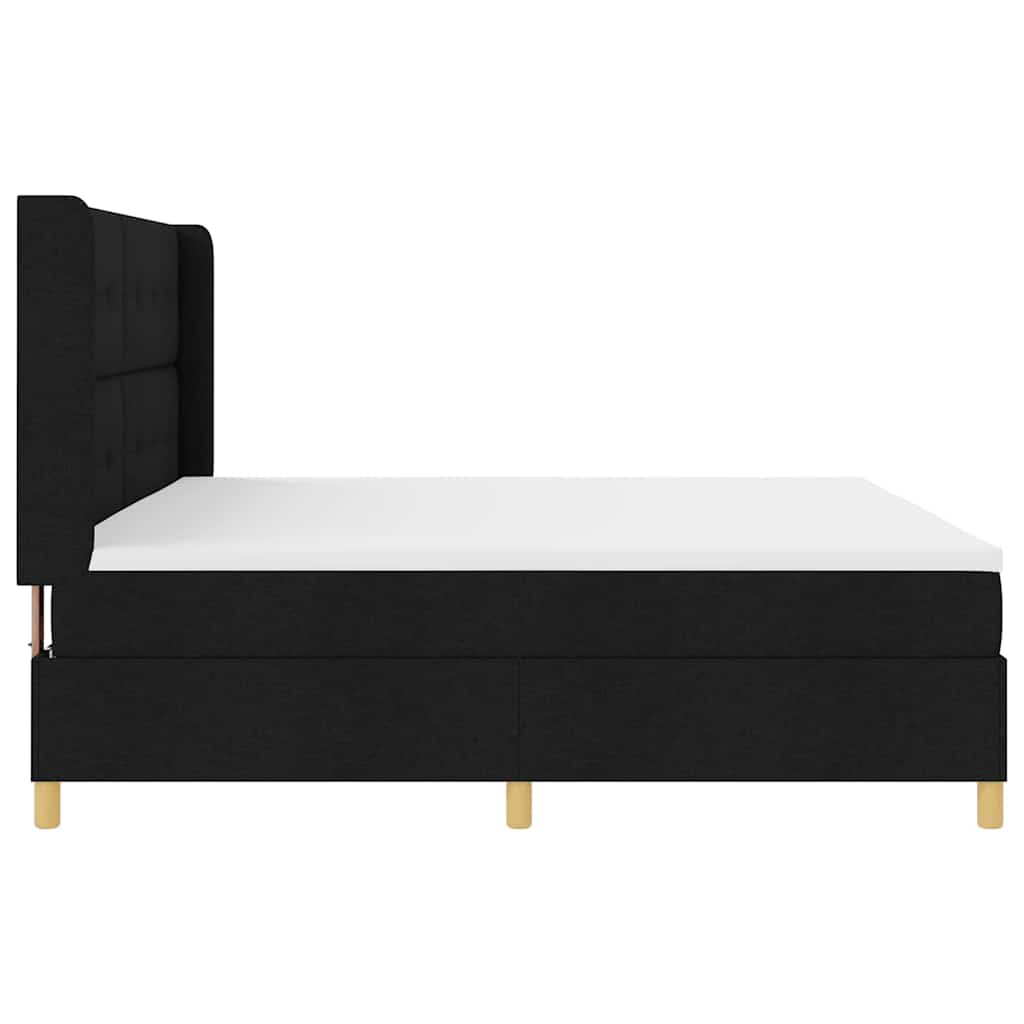 Boxspring Bed with Headboard Black 200 x 200 cm Fabric