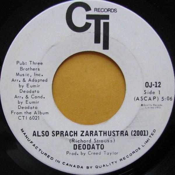 

7inch Record DEODATO - Also Sprach Zarathustra (2001) OJ12 CTI Records 1973 Canada Jazz Used