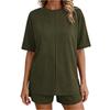 Women’s Short Sleeve Crew Neck Loose Fit Top and Shorts Set Comfortable Two Piece Loungewear Casual Outfits for Daily Wear