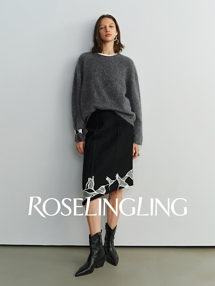 2026 Women's Loose Knit Pullover - Wool, Mulberry Silk, Cashmere Sweater with Brushed Yarn