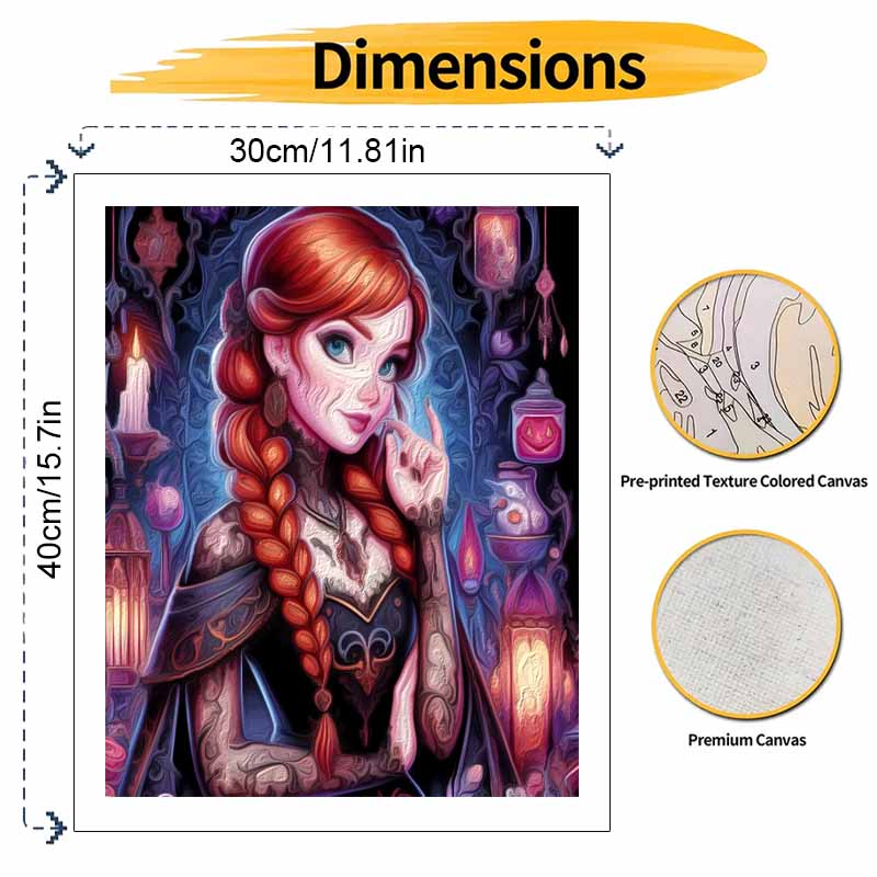 Disney DIY Oil Painting Kits Anna Gothic Art Hand Painting Home Decor Craft Gift Ideas, Perfect Wall Art For Home Living Room Decor