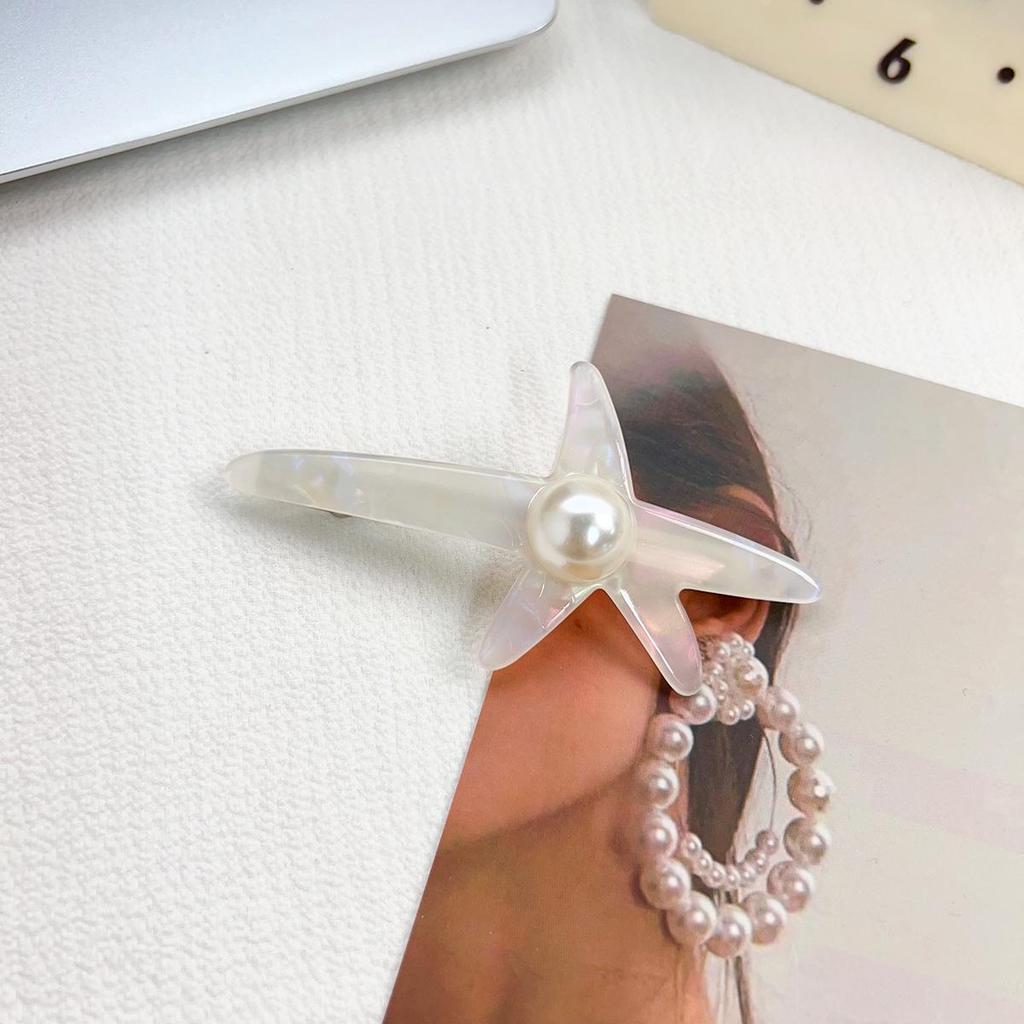 Retro Pearl Pentagonal Acetate Hair Clip: Versatile European & American Style Hair Accessory for Ponytails