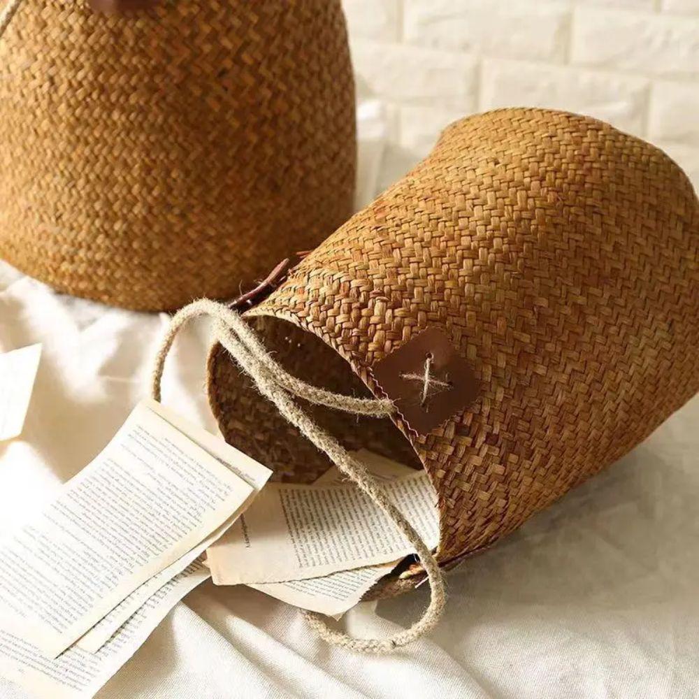 Handmade Grass Woven Flower Basket Creative Braided Flower Basket  Indoor Outdoor
