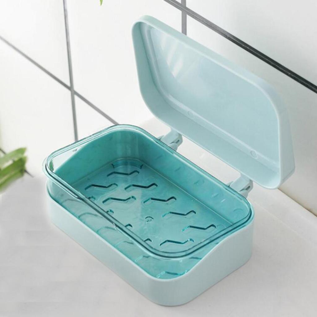 Simple Transparent Flap Drainage Box Bathroom Toilet Waterproof Soap Storage Box Dormitory Home Travel Large Soap Dish