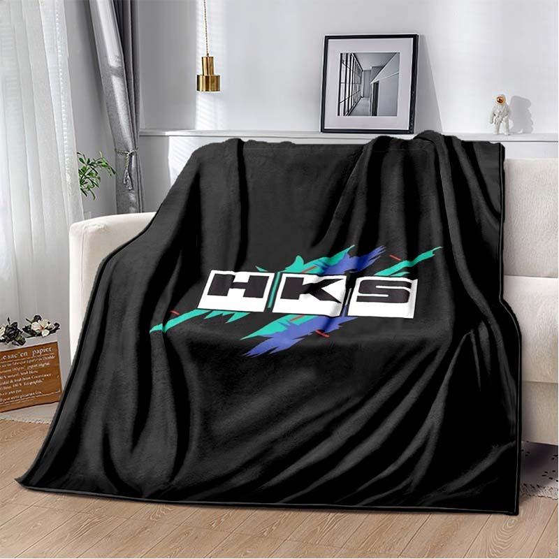 H-HKS Racing car logo printed blanket flannel home sofa bed warm and comfortable portable office bed cover picnic blanket gift