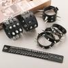 Punk Pu Leather Bracelet Gothic Rock Unique Rivet Stud Wide Cuff Unisex Bangle  Wristband Adjustable Party Jewelry