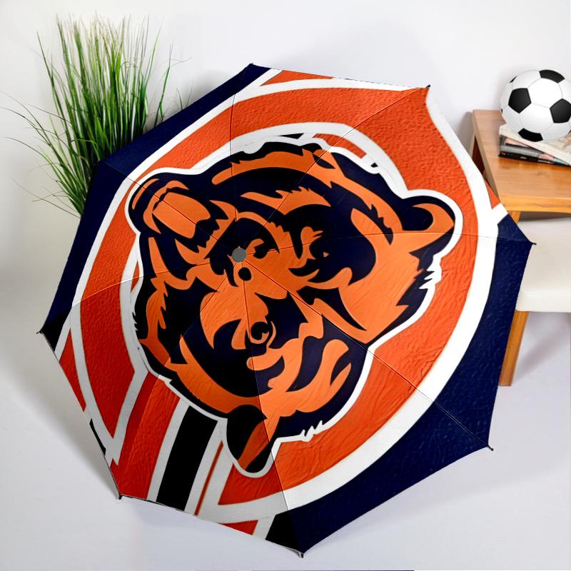 Chicago Bears Logo Umbrella - Automatic Open/Close, Compact 8-Rib Lightweight Umbrella Essential for outdoorPicnic Accessory Fan Gifts
