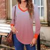Camicie da donna a maniche lunghe a sbuffo, tuniche autunnali a maniche lunghe con scollo a V plissettato e stampe