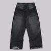Mens Streetwear Distressed Ripped Denim Jeans With Metal Studs Loose Fit Straight Leg Cotton Blend
