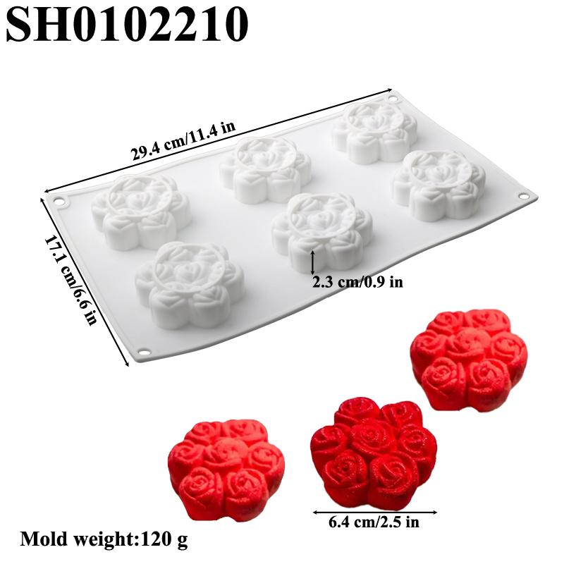 

День святого Валентина Кухонная выпечка Романтичный дизайн розы Силиконовые формы для торта Французский мусс Формы для торта Инструменты для украшения десерта