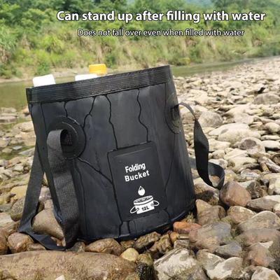 PVC Folding Bucket with Handle Folding Water Container Large Capacity Multifunctional for Outdoor Travelling for Hiking Fishing