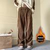 Men's Corduroy Overalls with Velvet - American Style, Straight Loose Wide-Leg, Trendy Autumn/Winter Large Size Pants