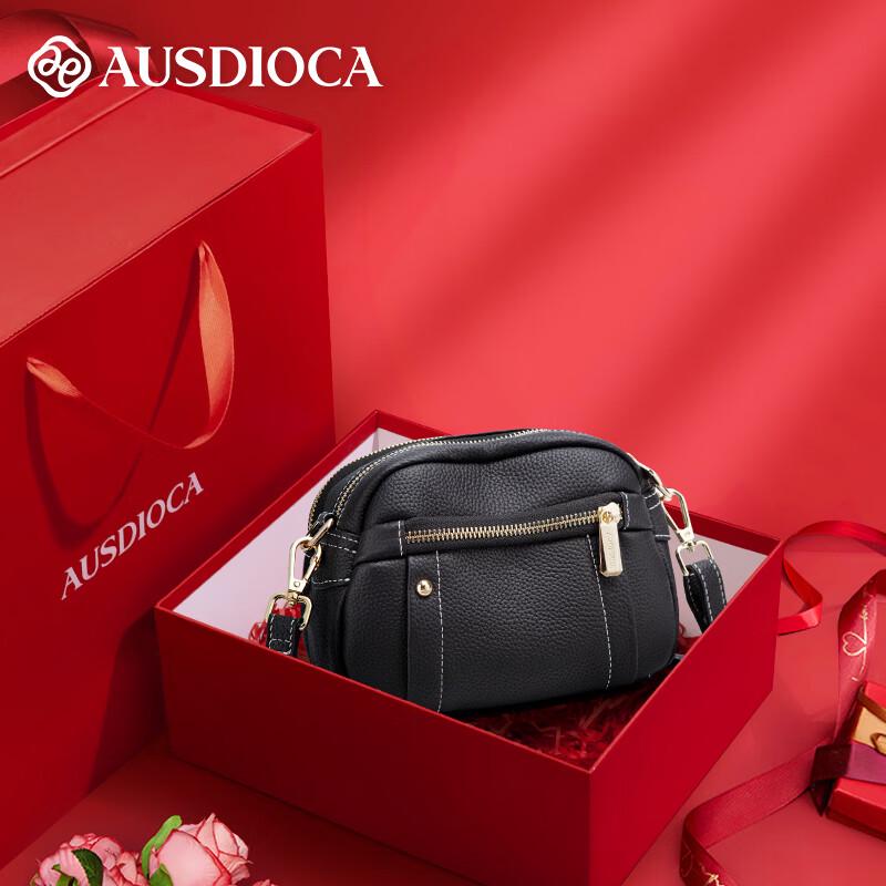 AODIJIA 2026 Genuine Leather Round Crossbody Bag for Women